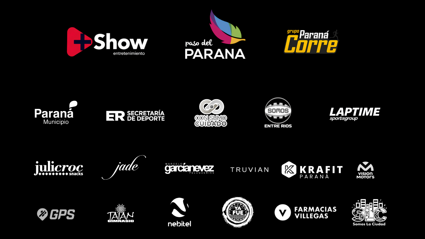 Logos de sponsors y acompañantes de la Paraná Ladies Run