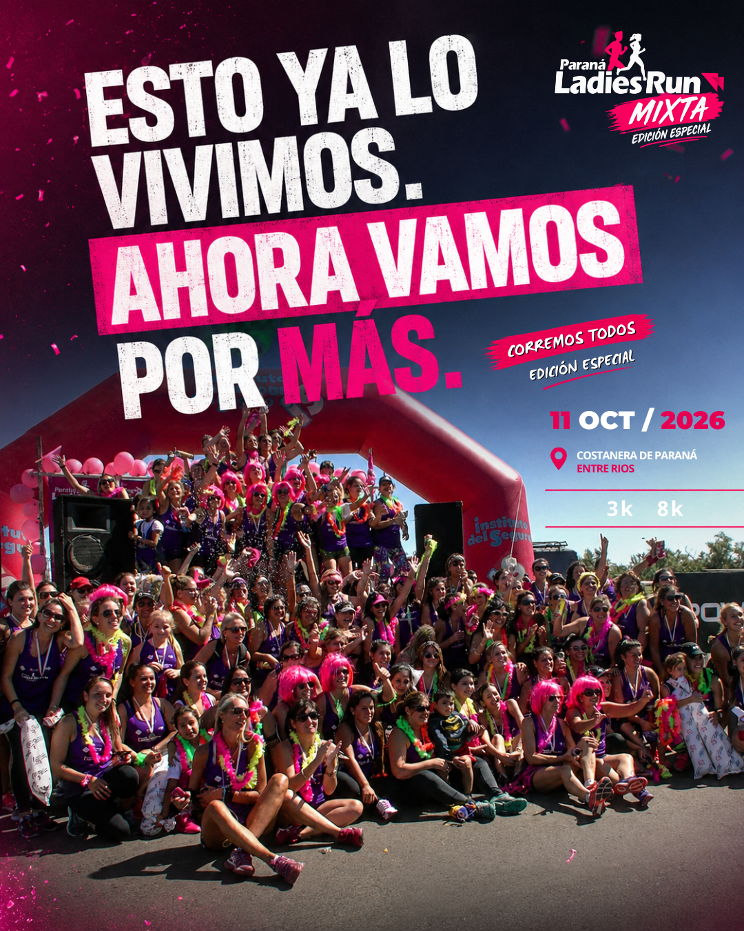 Corredoras celebrando en la largada de la Paraná Ladies Run
