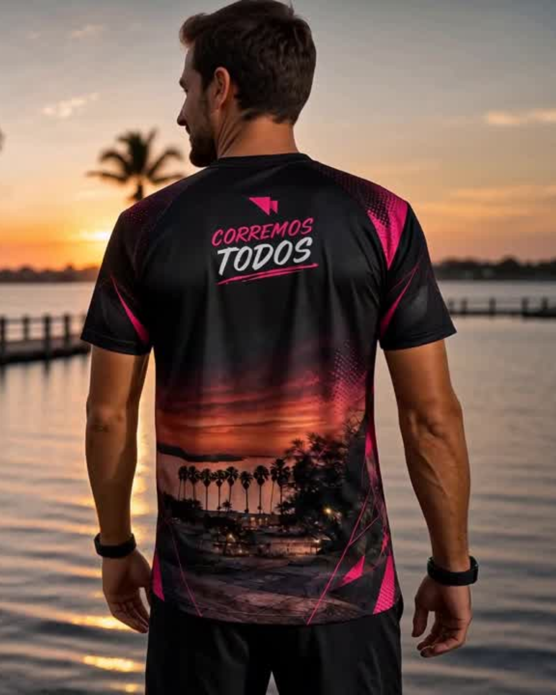 Espalda de la remera oficial con la leyenda Corremos Todos